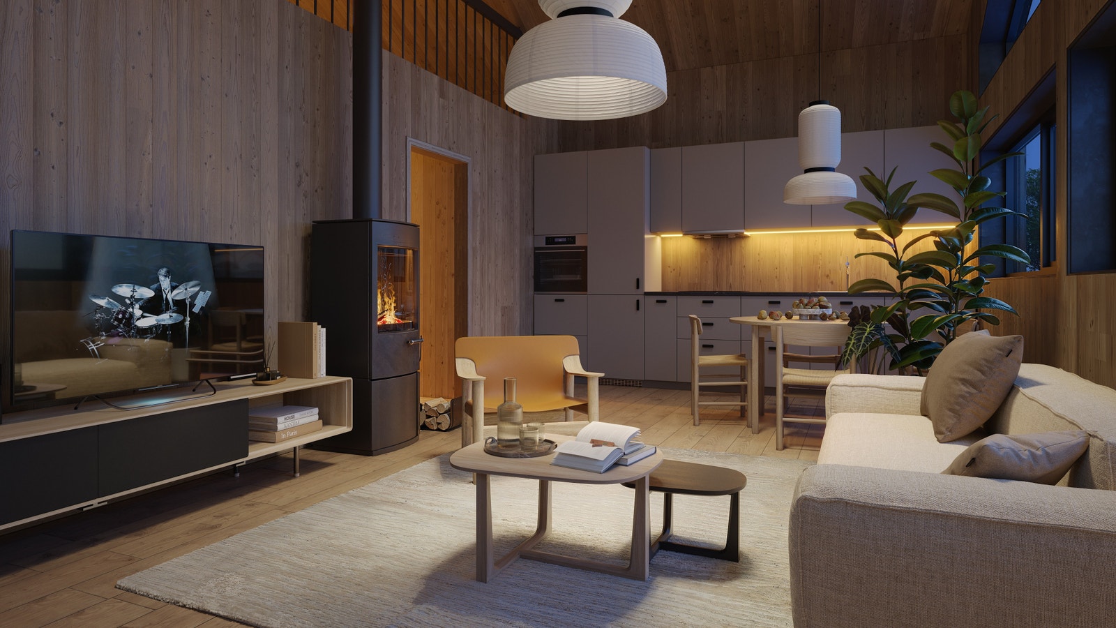 Hyttene leveres nøkkelferdige, bl.a. med kjøkken fra Bjerks Trevarefabrikk. Galleribilde