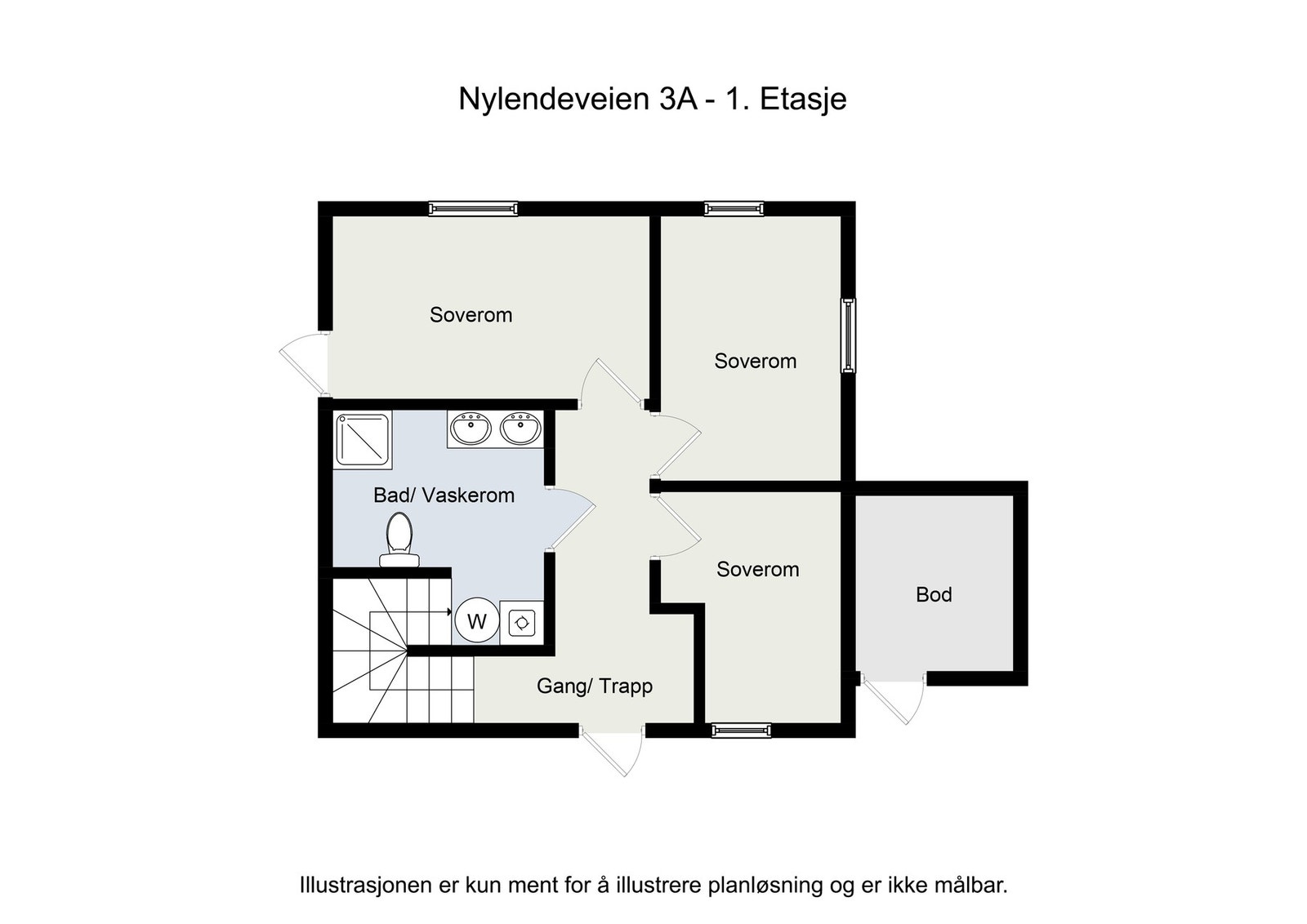 Planløsning Nylendeveien 3 B, 1. etasje Galleribilde