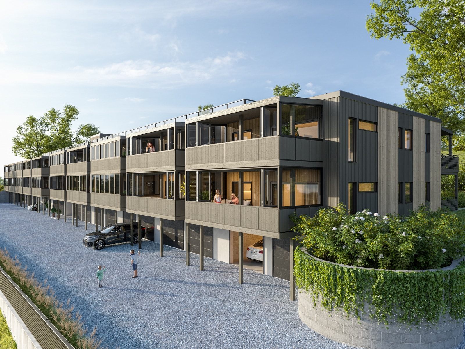 Flotte leiligheter - tilknyttet et etablert boligområde på Grålum. Galleribilde