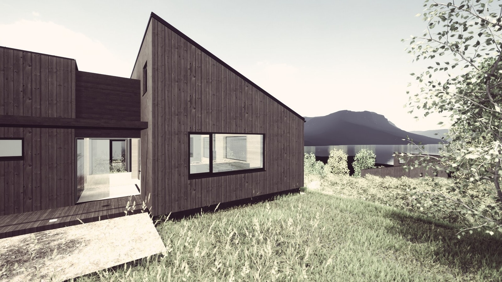 Illustrasjon av huset, sett frå nordaust. Galleribilde