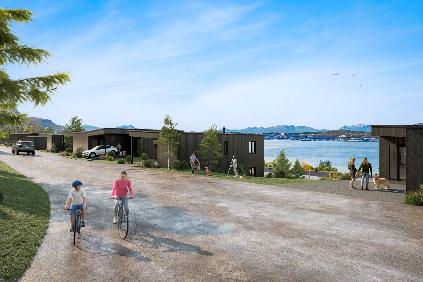 Rolig bomiljø uten gjennomgangstrafikk i gata. Galleribilde