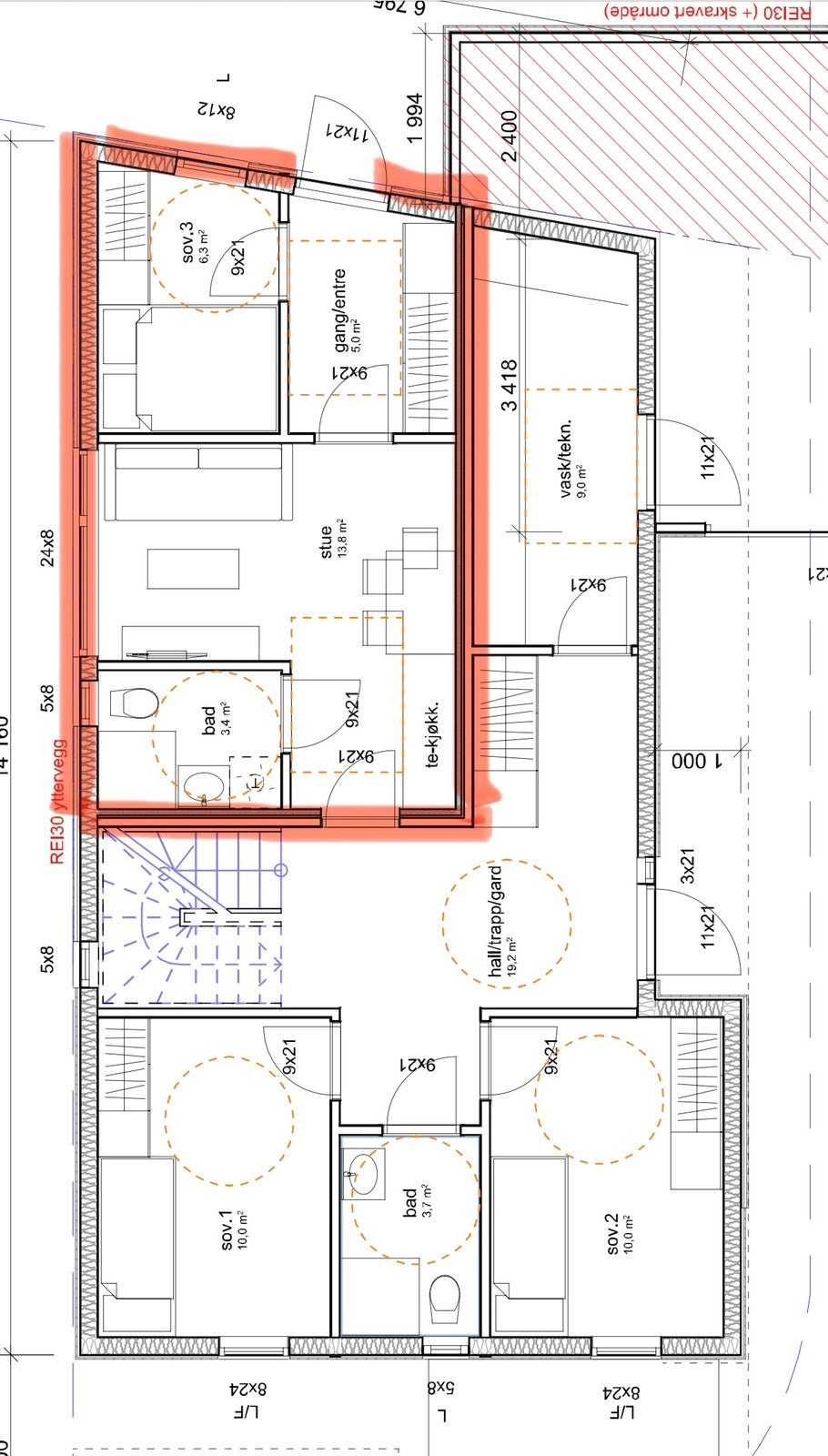 Plantegning av hybel Galleribilde