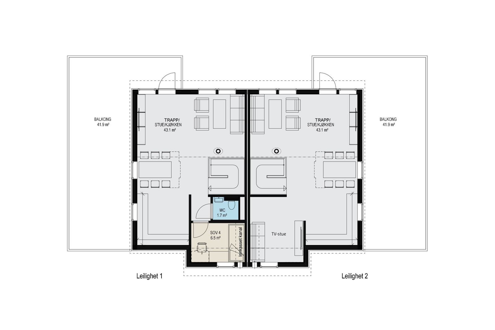 2 etasje, velg mellom Tv stove og soverom, WC. gjelder begge leiligheter Galleribilde