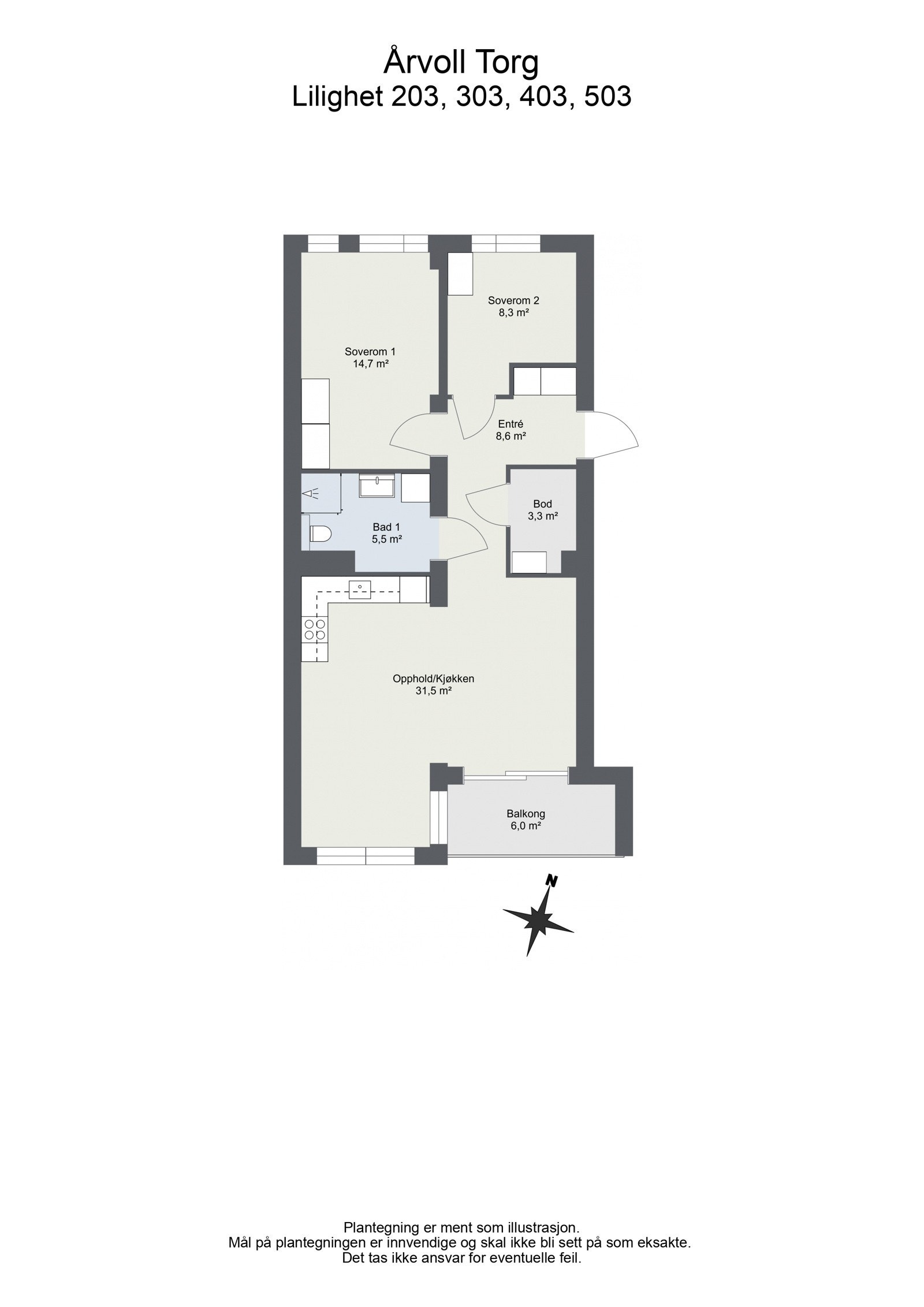 Leilighet 303 - 2D Floor Plan Galleribilde