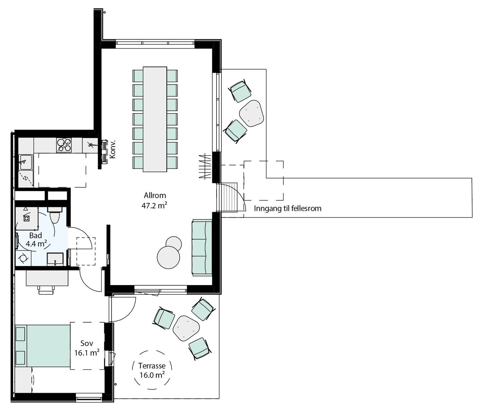 Plantegning fellesareal Galleribilde