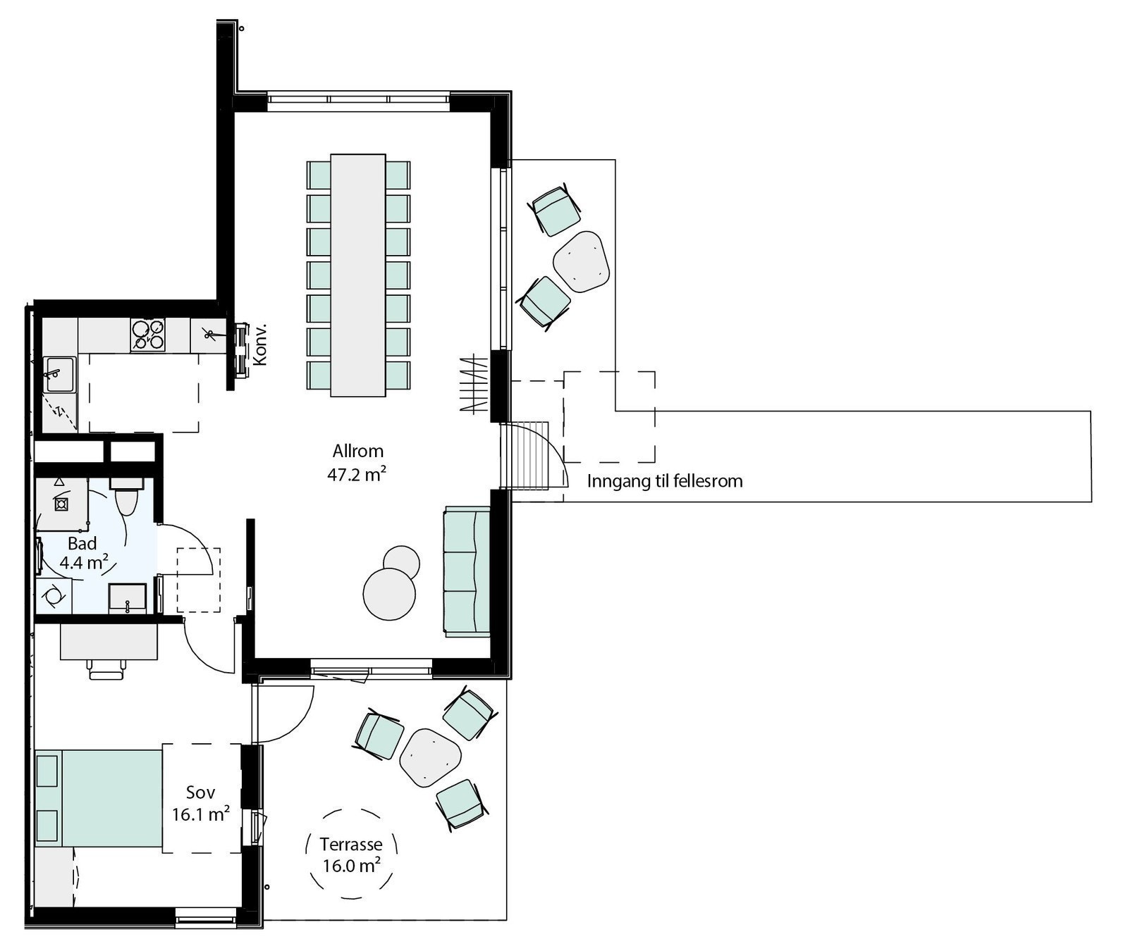 Plantegning fellesareal Galleribilde