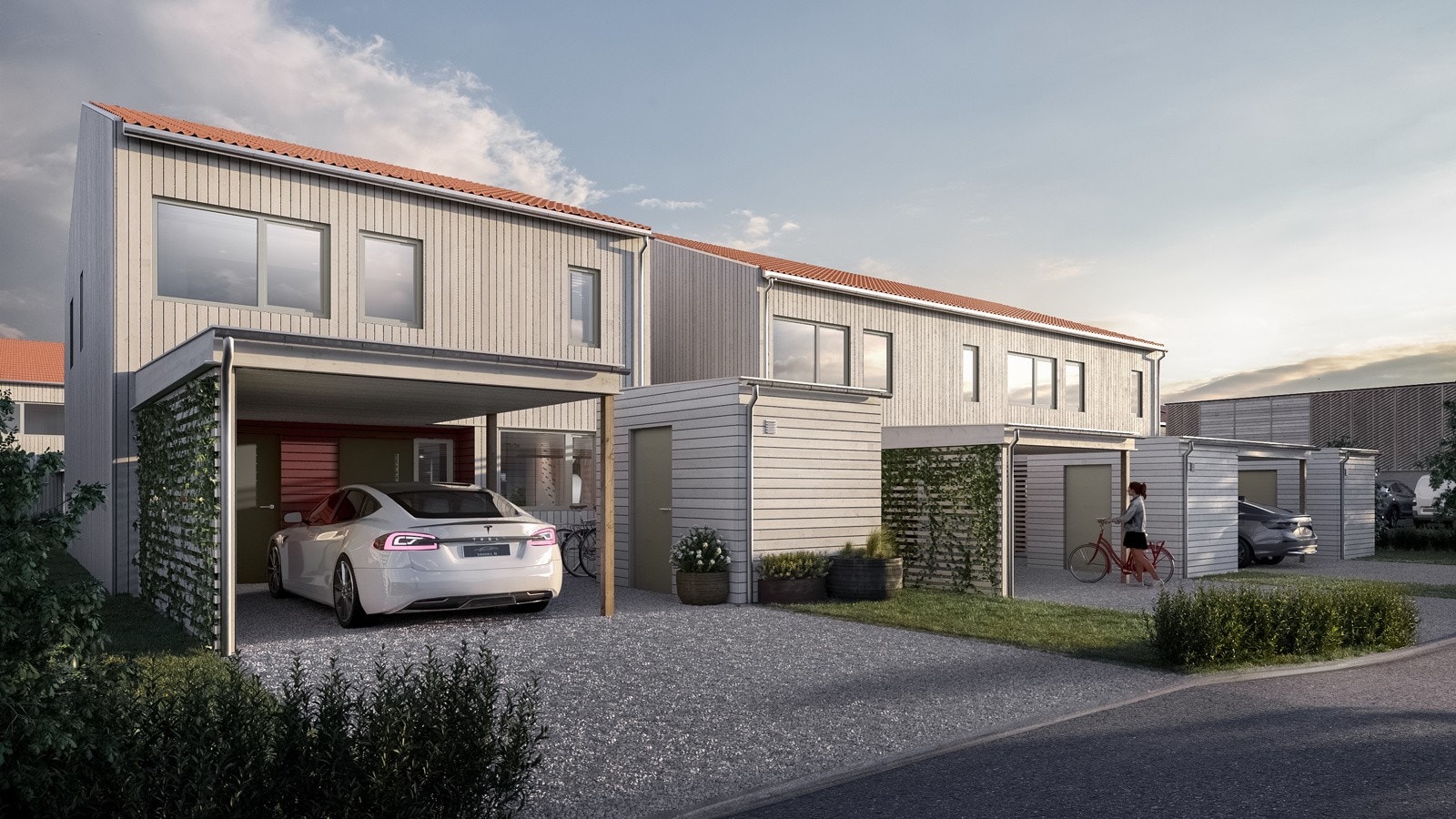 Inngangsparti med carport og parkering fra KS5 Galleribilde