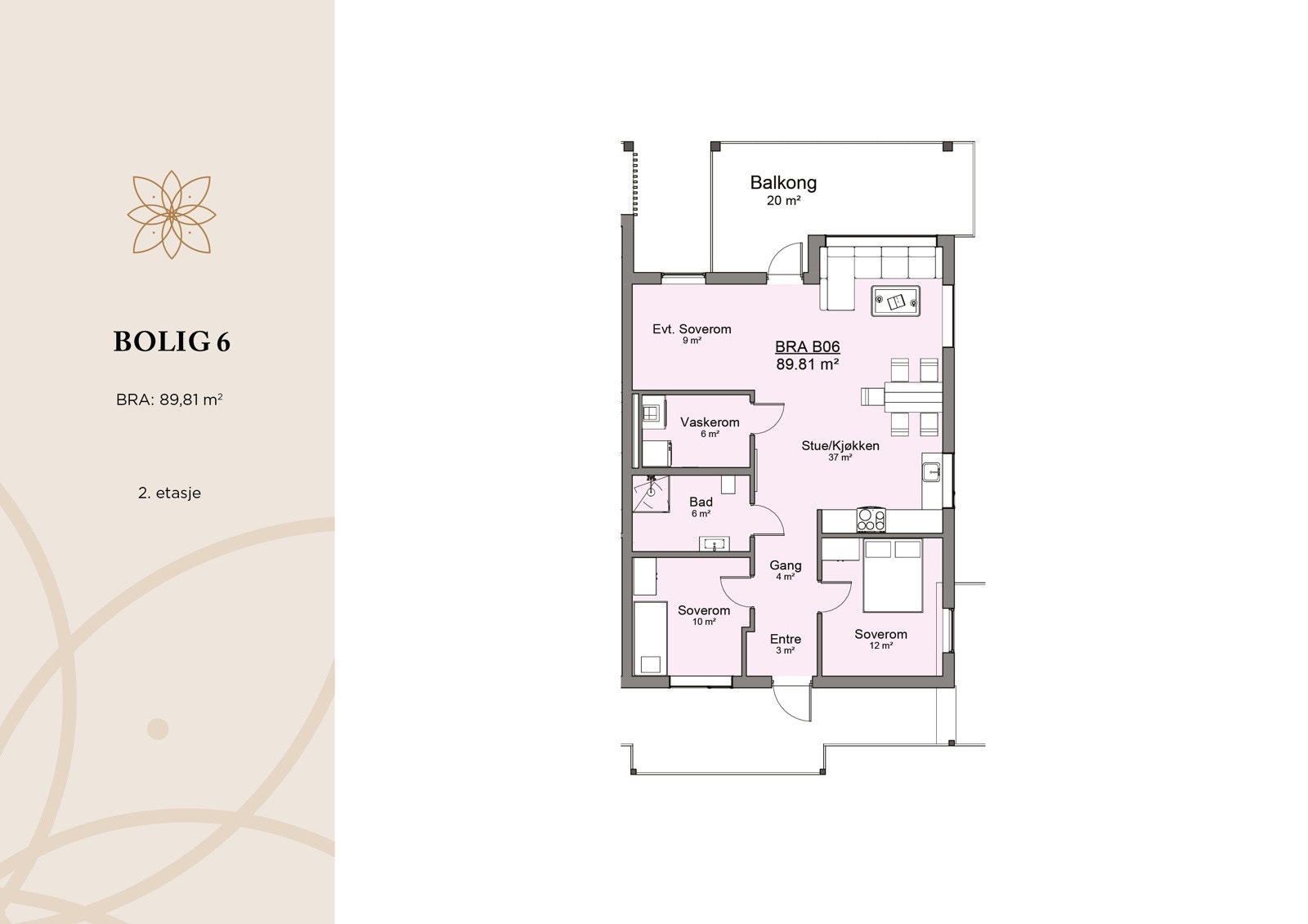 Plantegning for leilighet nr 6 Galleribilde