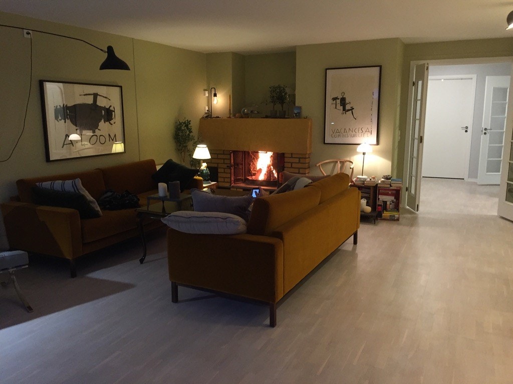 Romslig stue med hyggelig peis. Galleribilde