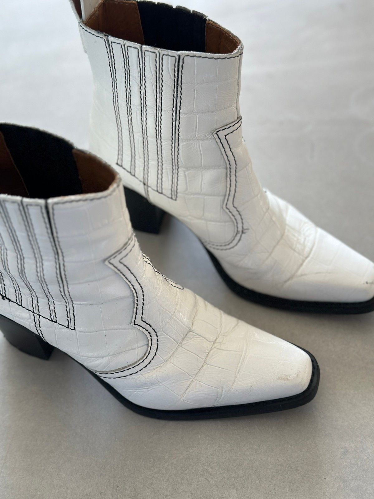 Ganni callie boots white on sale