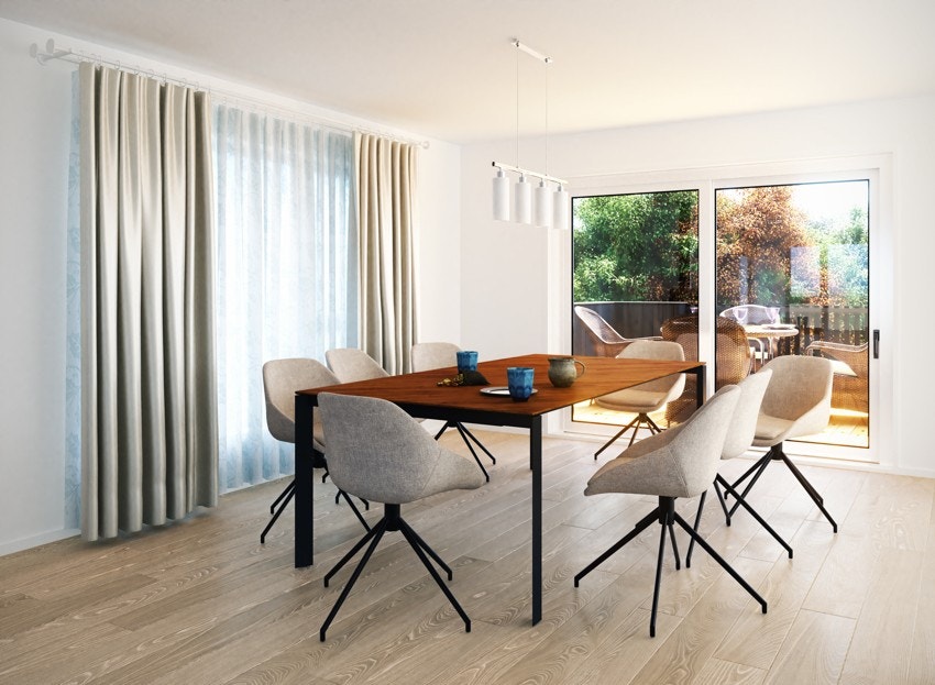 Illustrasjonsbilde og avvik kan forekomme. Innvendig i spisestuen. Galleribilde