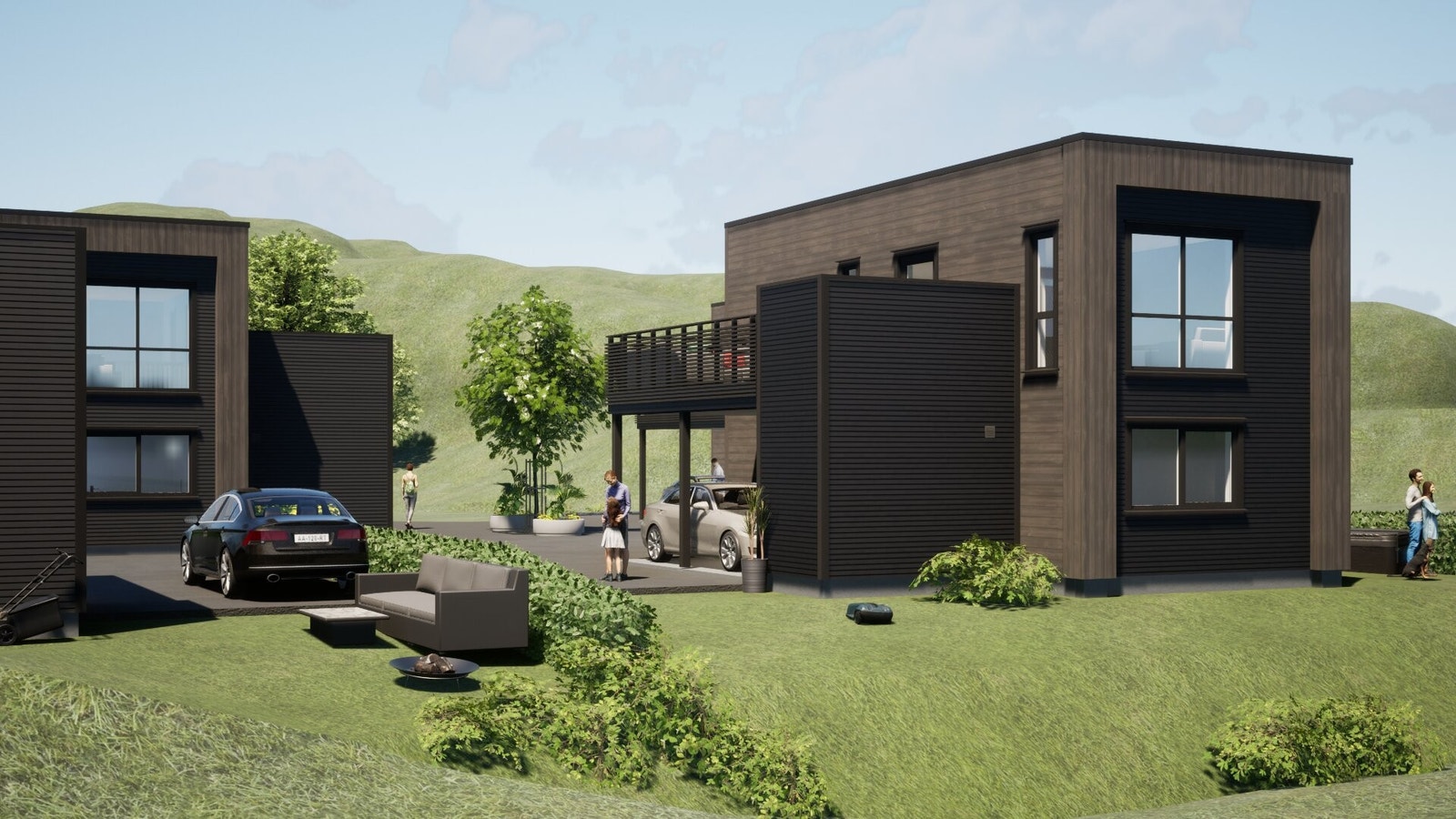 Illustrasjon fasade eneboliger 9A-D Galleribilde