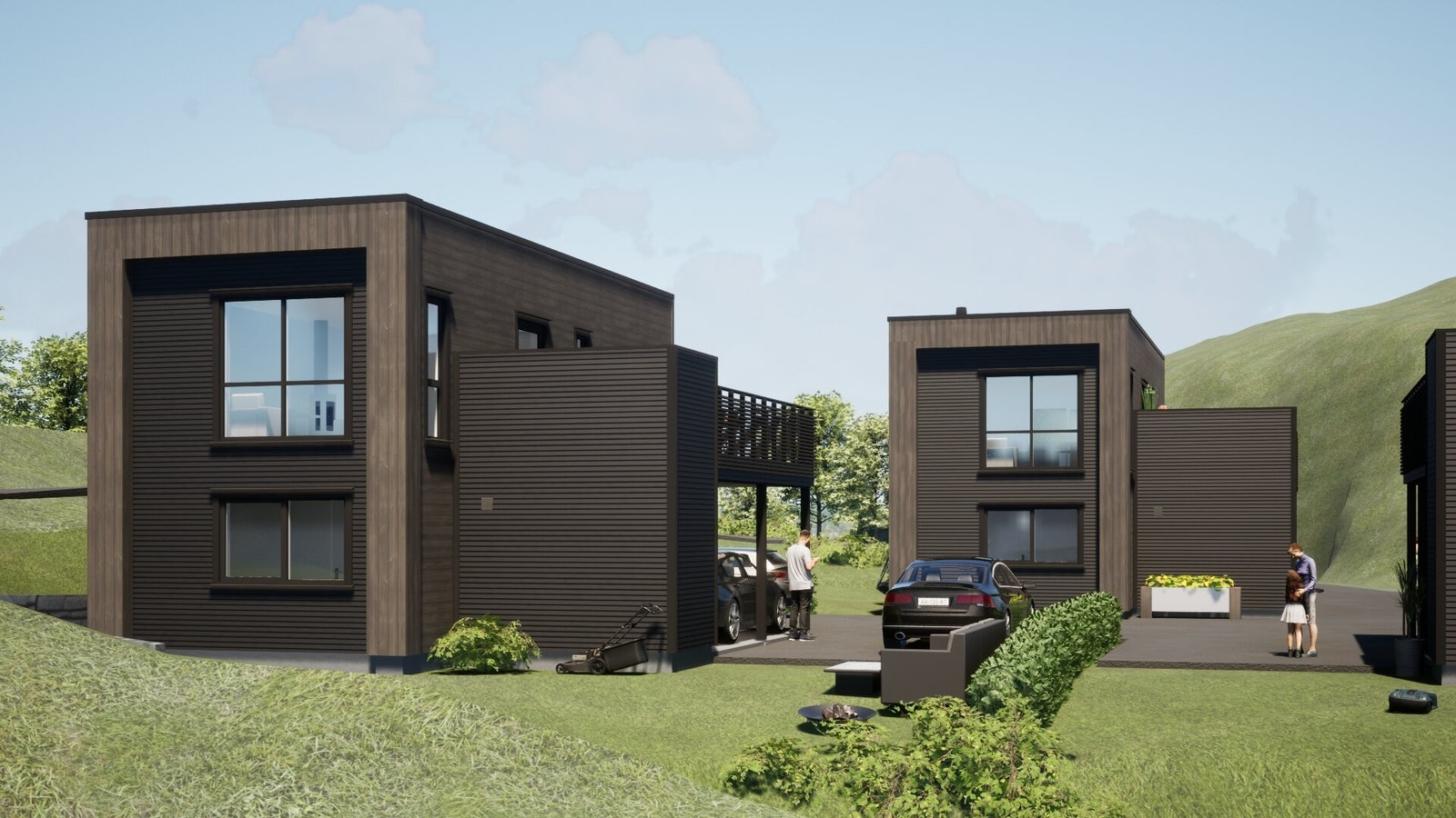 Illustrasjon fasade eneboliger 9A-D Galleribilde