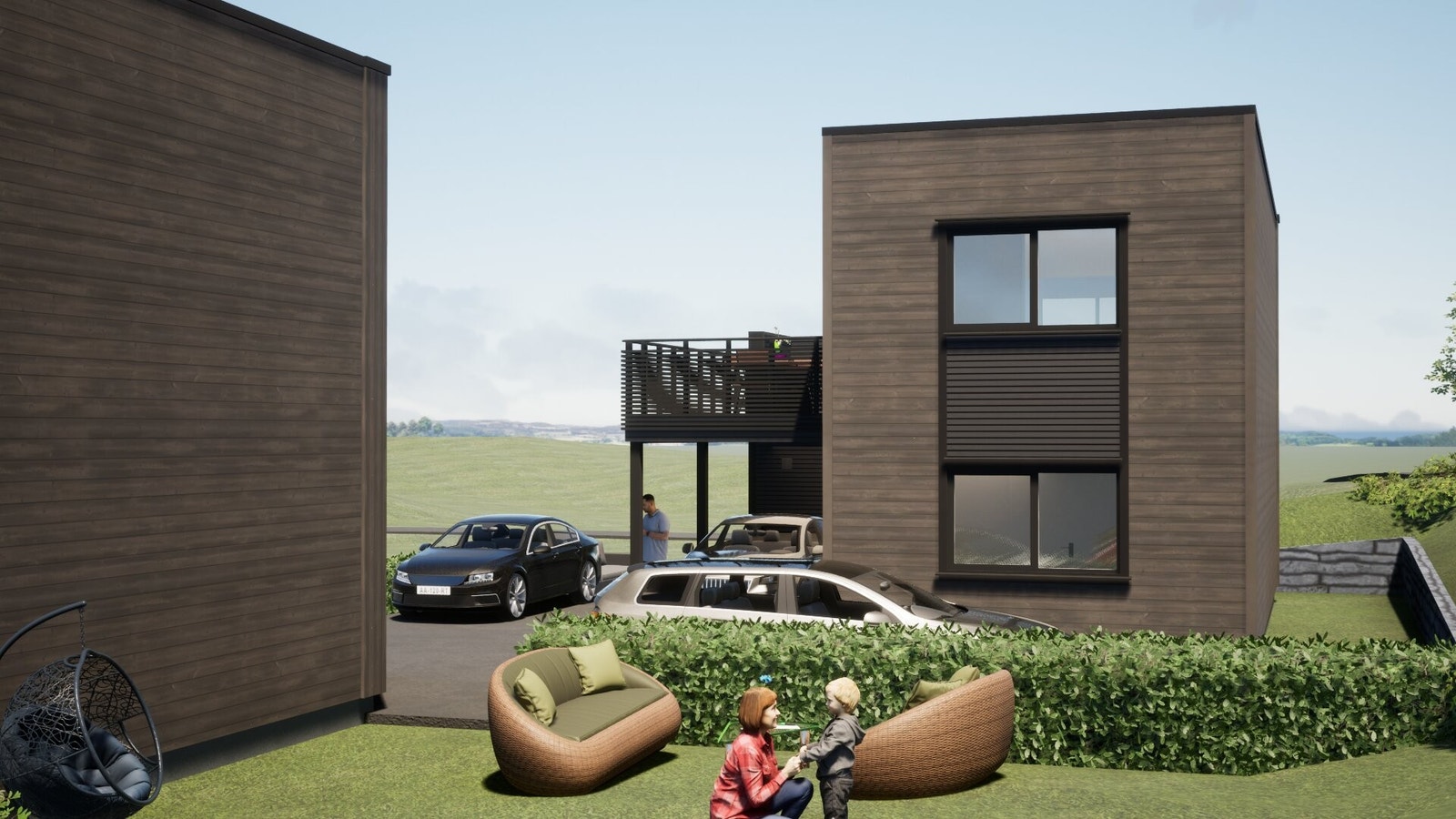 Illustrasjon fasade eneboliger 9A-D Galleribilde