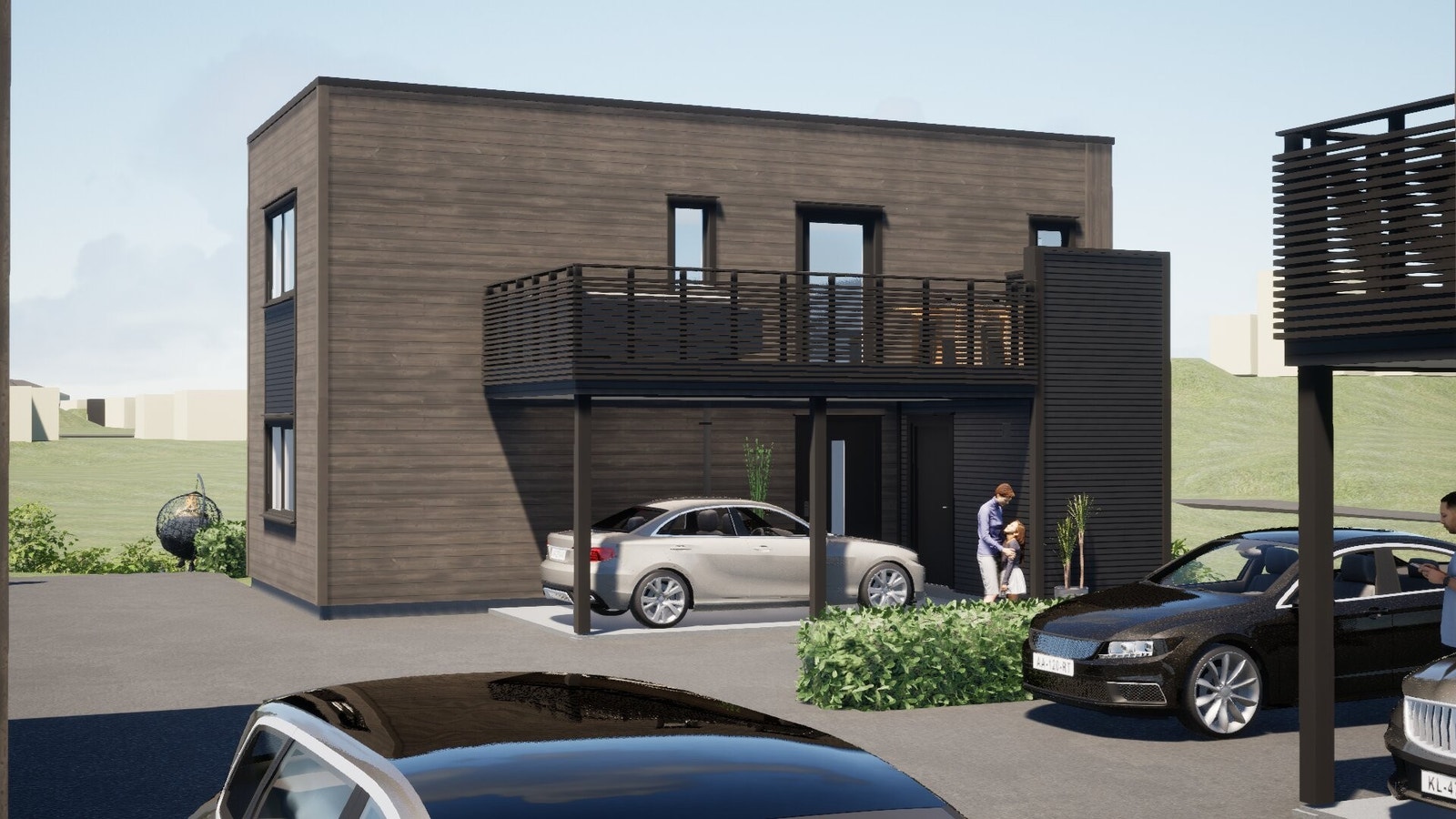 Illustrasjon fasade eneboliger 9A-D Galleribilde