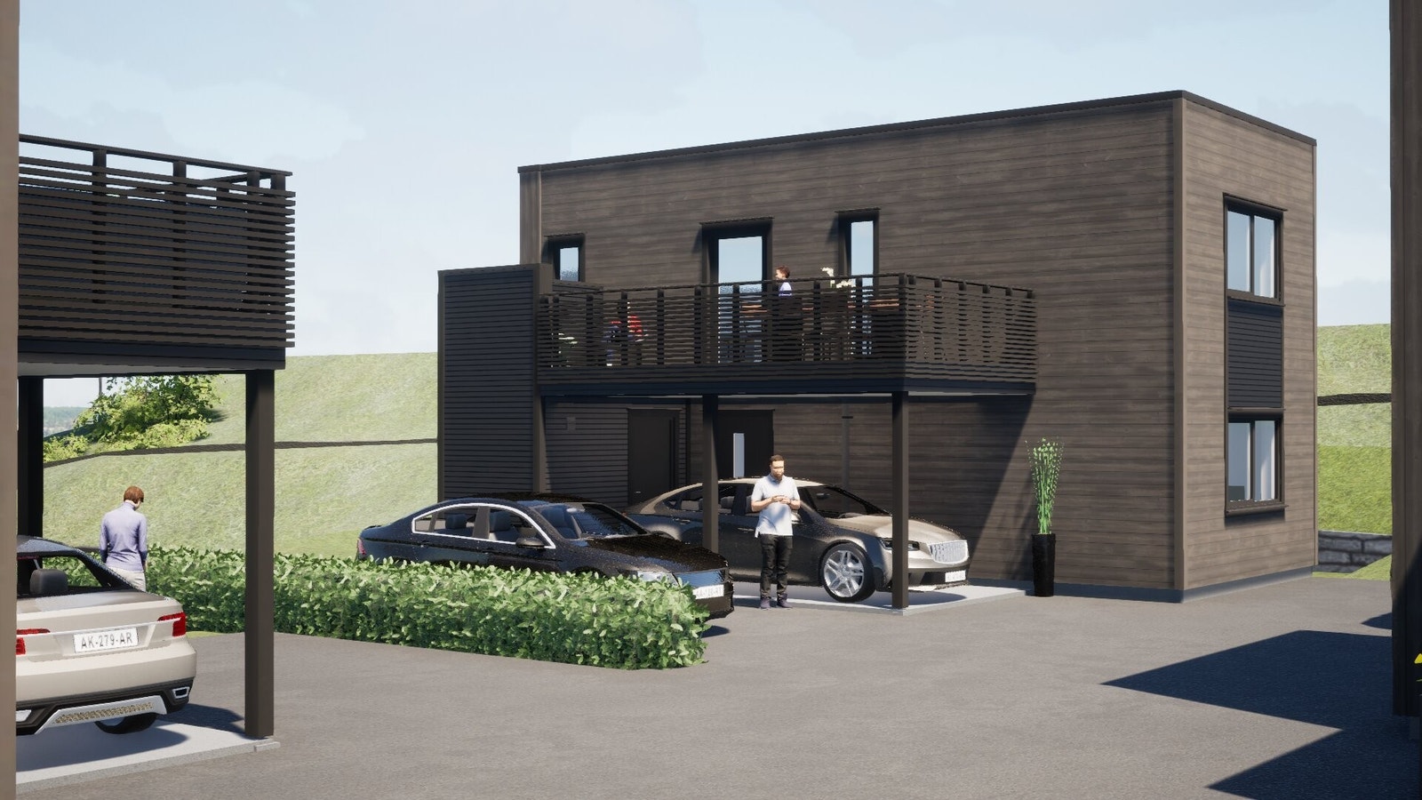 Illustrasjon fasade eneboliger 9A-D Galleribilde