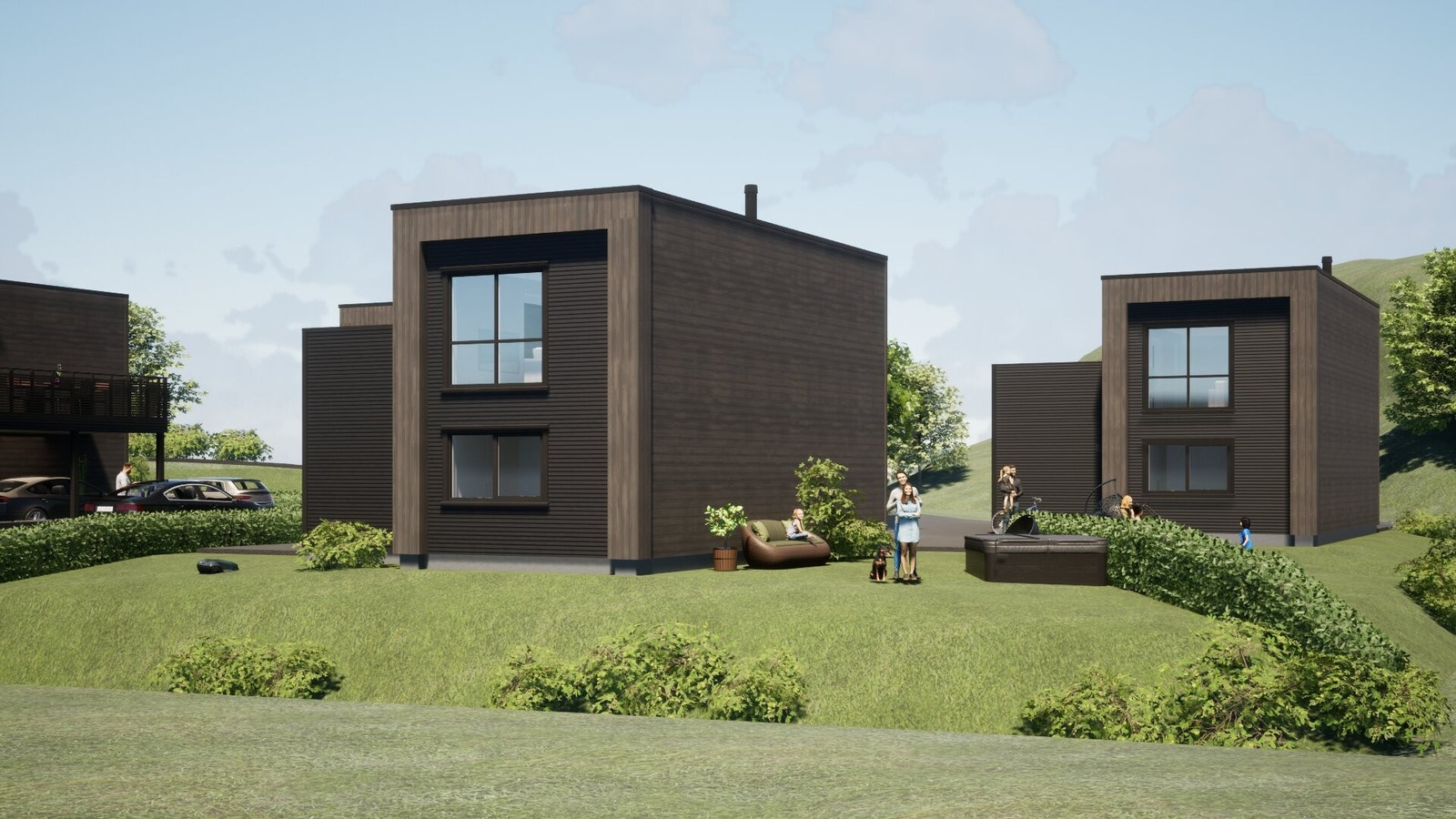 Illustrasjon fasade eneboliger 9A-D Galleribilde