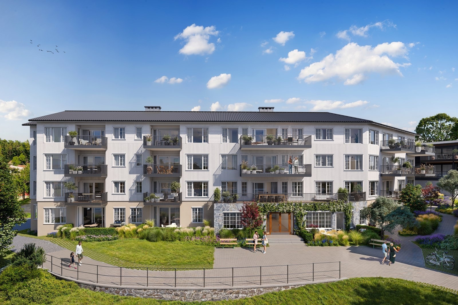 Hovedhuset får en klassisk arkitektur og vil fremstå
som en fornyelse av eksisterende byggestil. Galleribilde