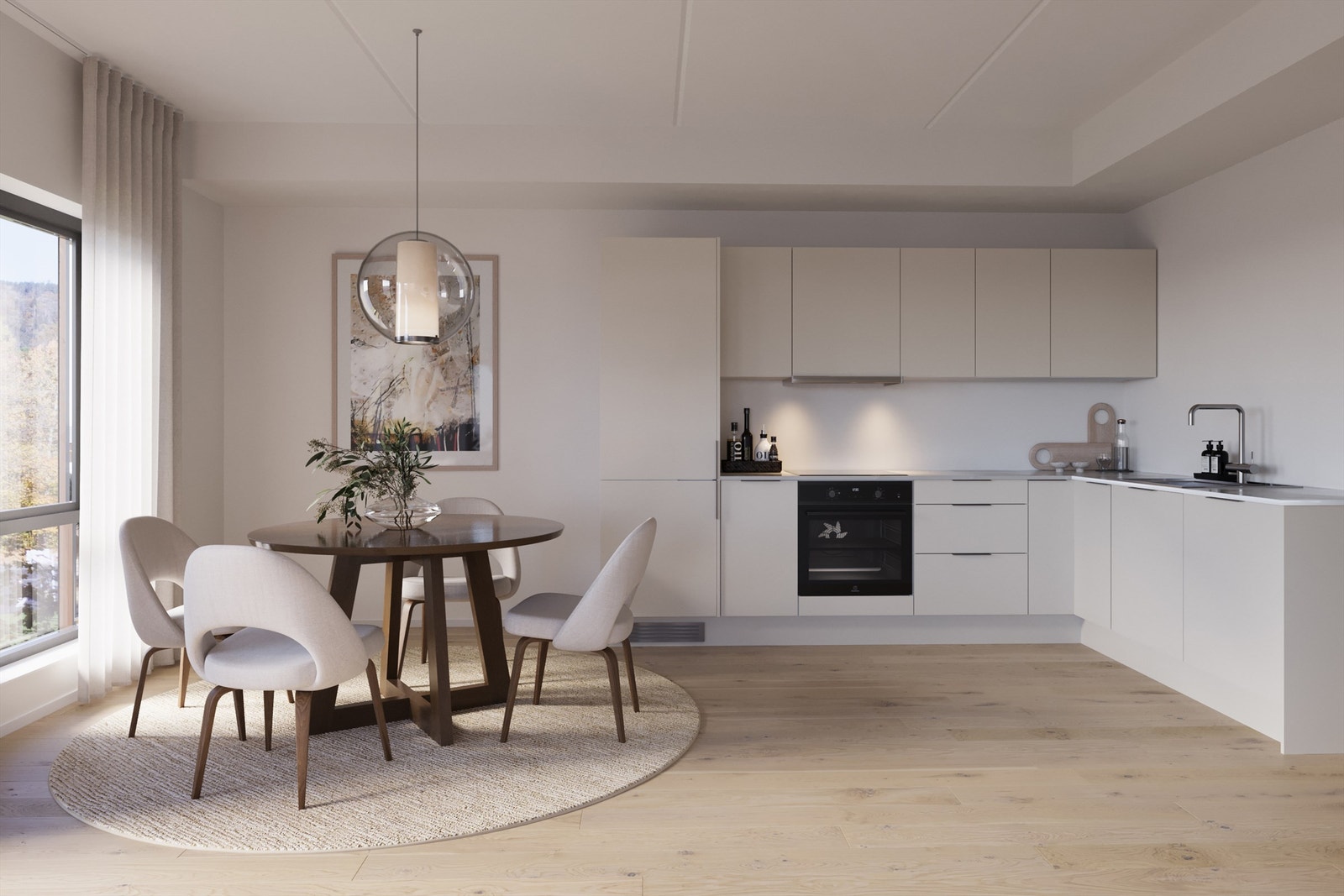 Illustrasjon av kjøkken i leilighet B1-01_302 Galleribilde