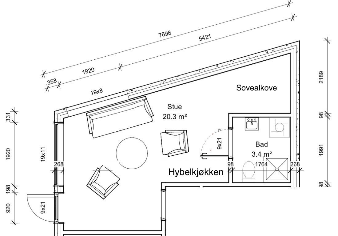 Arealeffektiv planløsning Galleribilde