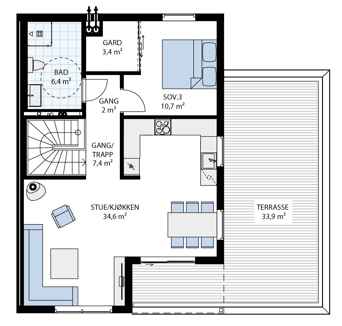 Planløsning 1. etasje Galleribilde