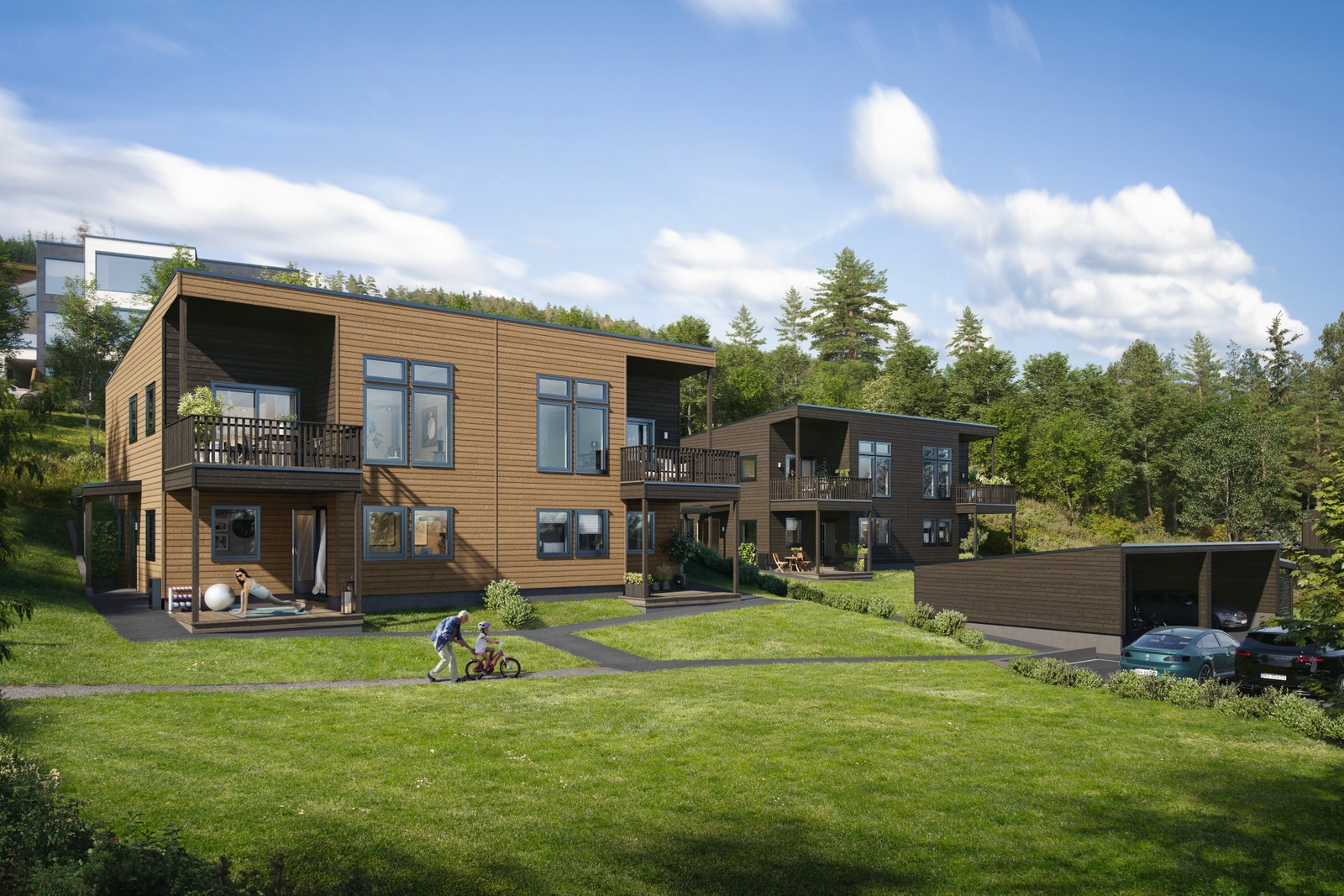 Seksjon 7 ligger til venstre i den lyse boligen. Illustrasjon. Galleribilde