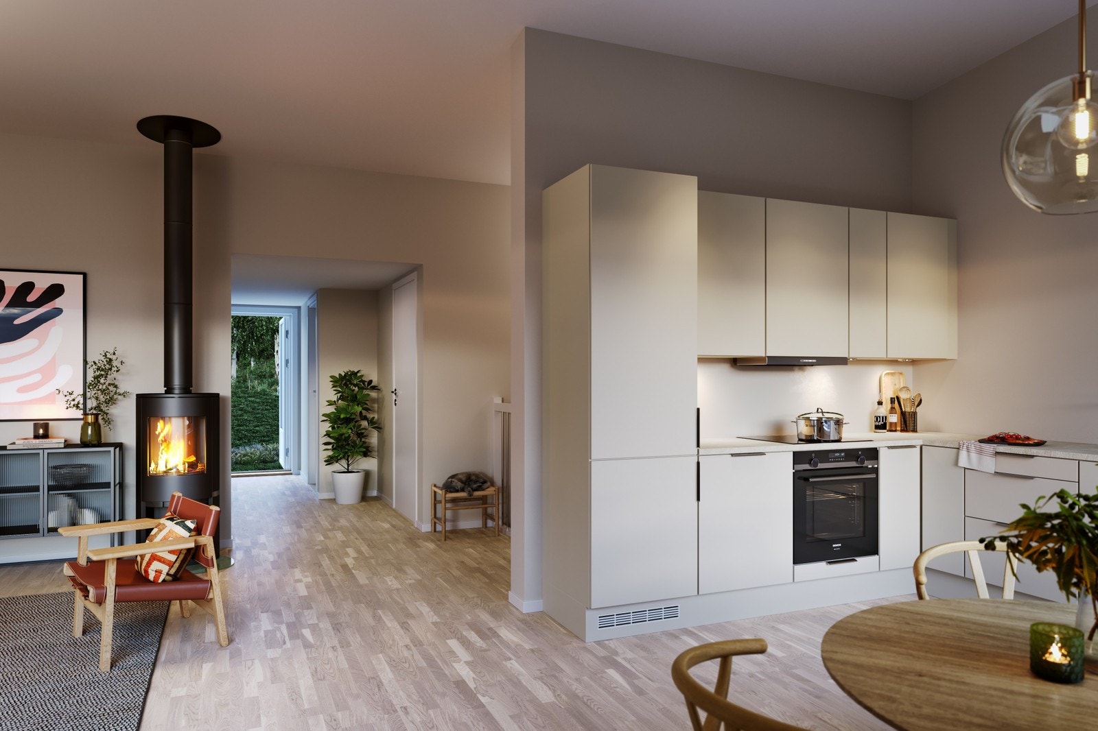 Stue med gjennomgang til uteplass på baksiden Galleribilde