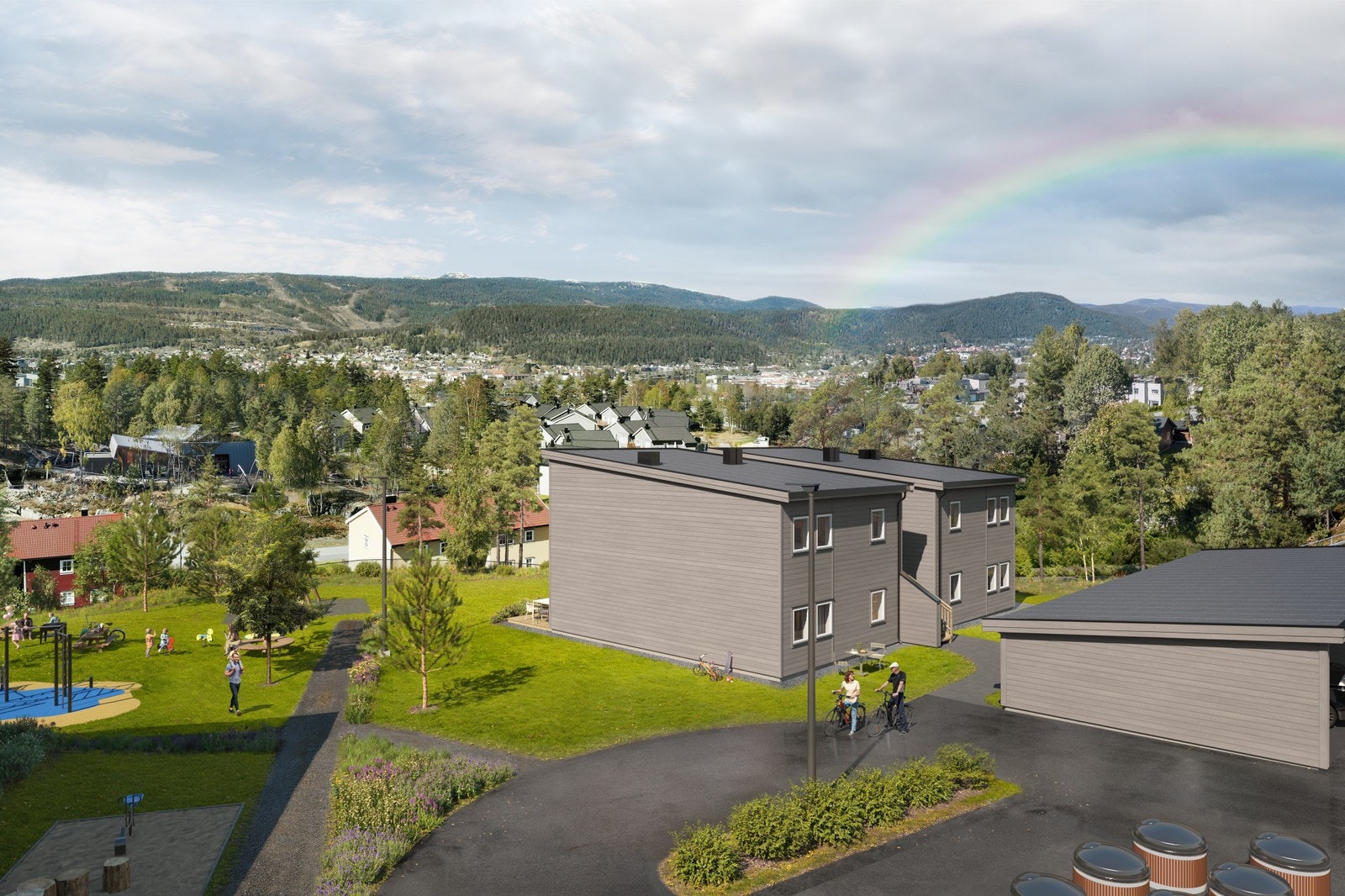 Leilighetene ligger flott til med utsikt mot byen og alpinsenteret. Galleribilde