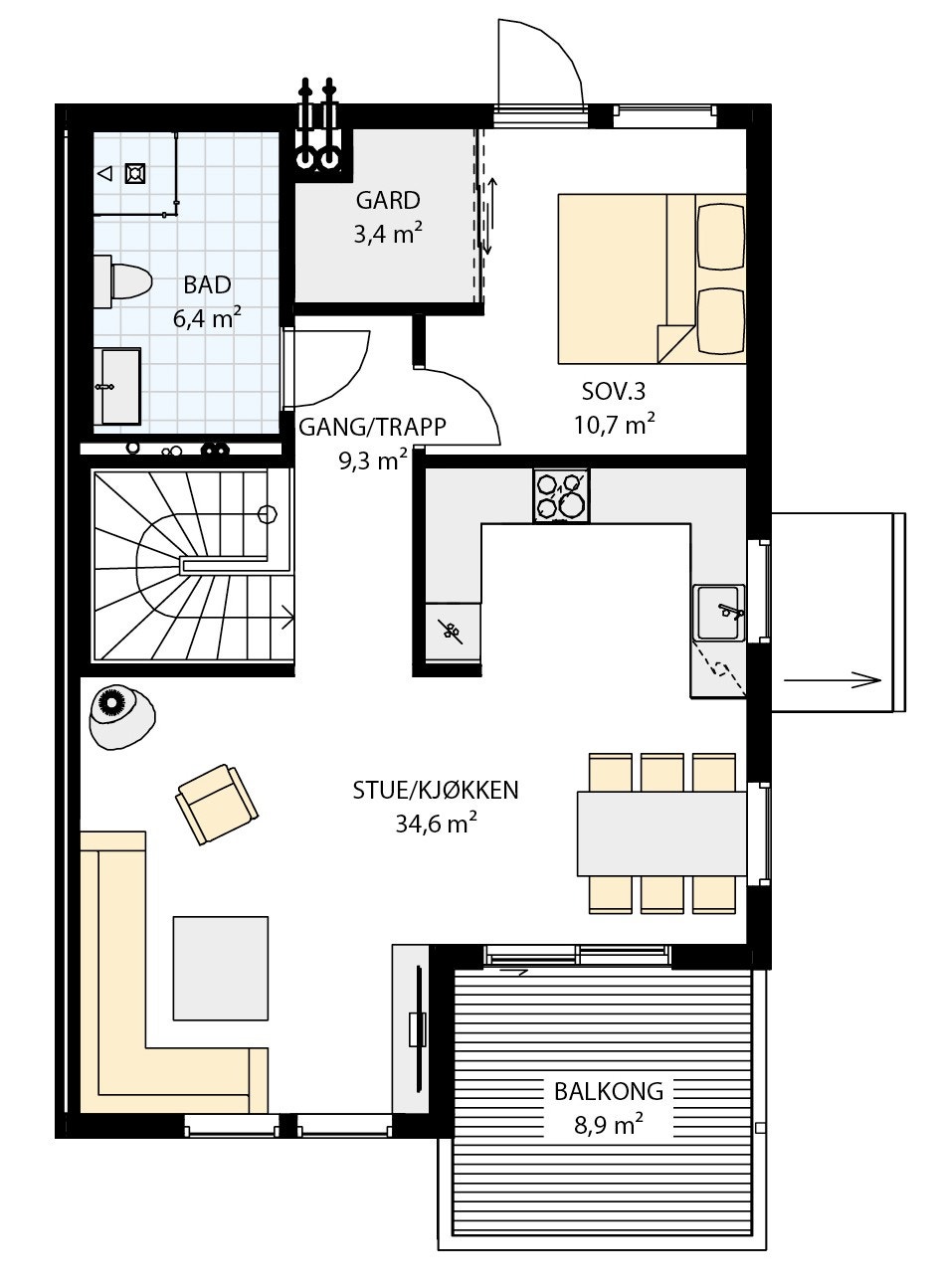 Planløsning 1. etasje Galleribilde