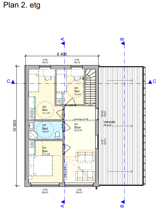 Plan 2. etasje Berglia 74 Galleribilde