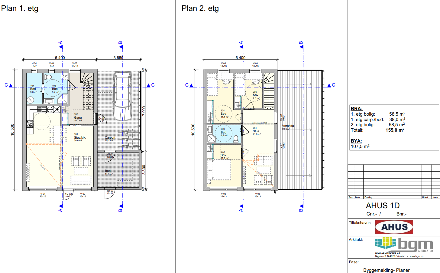 Plan 1. og 2. etasje Berglia 74 Galleribilde