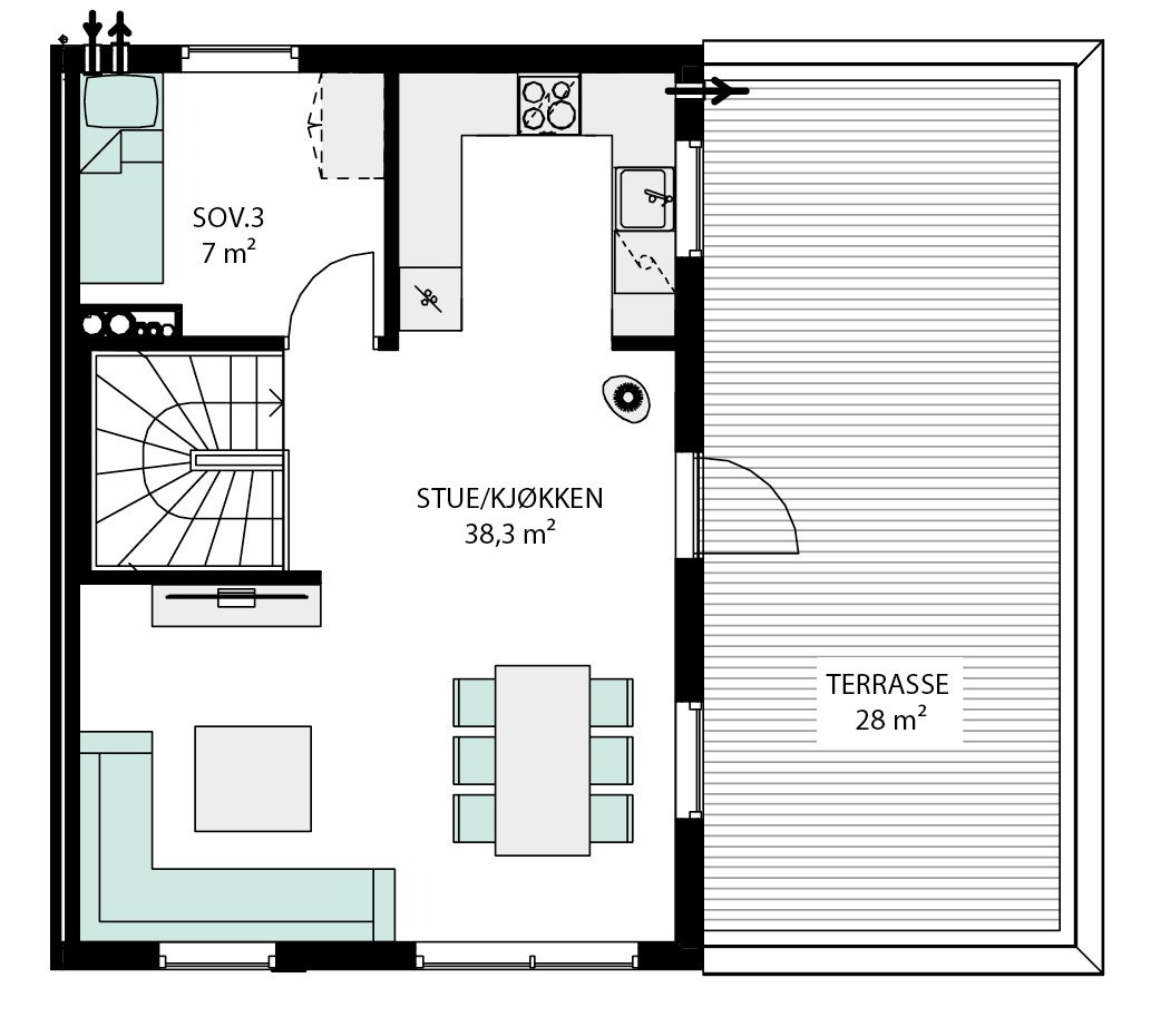 Plantegning 1. etasje Galleribilde