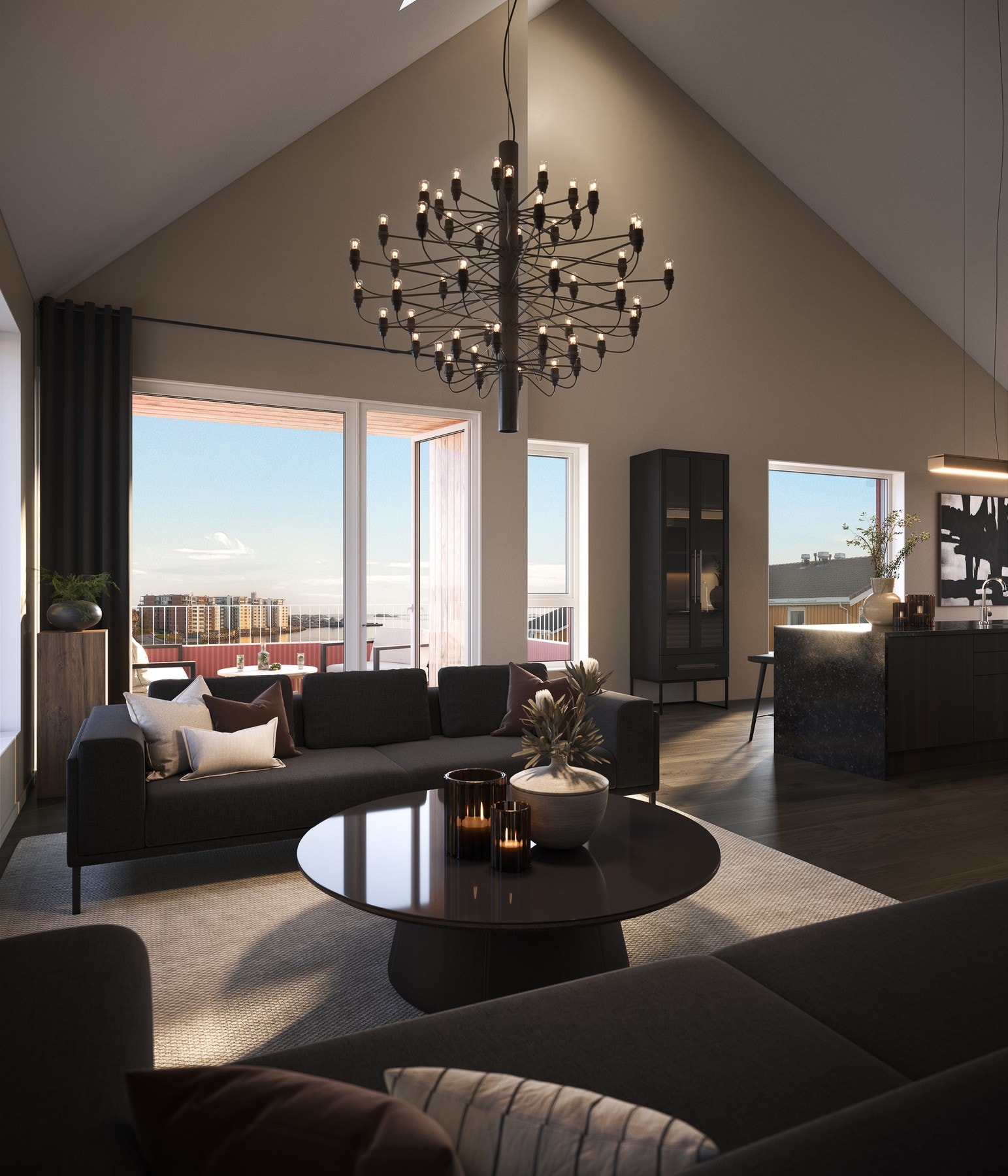 Stue med ekstra takhøyde? Toppleilighetene har svært god takhøyde Galleribilde