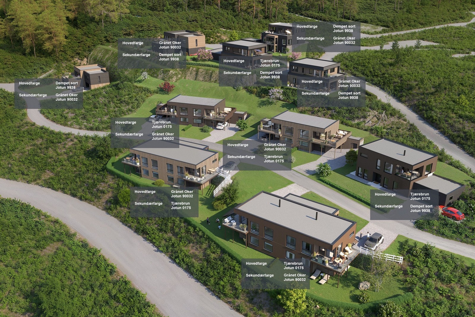 Oversikt over hele feltet med fargevalg. Galleribilde