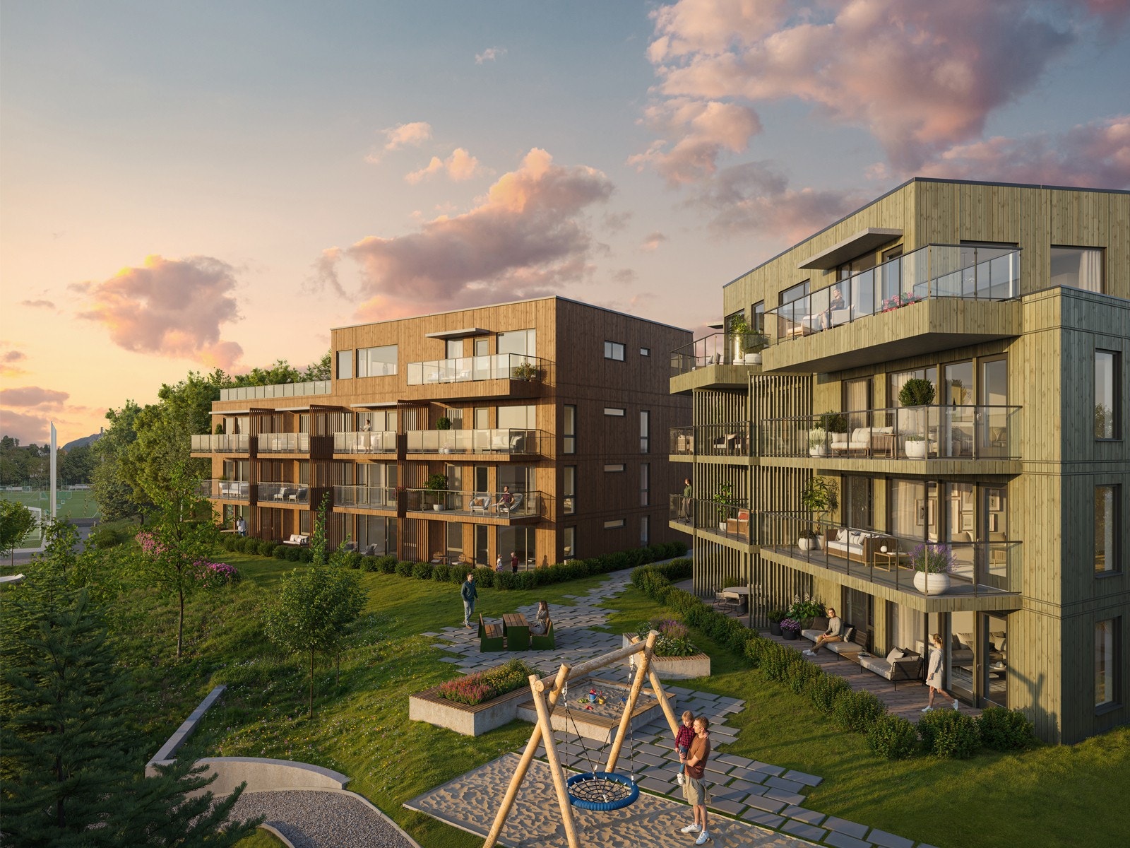 Stor vakker og solfylt hage Galleribilde