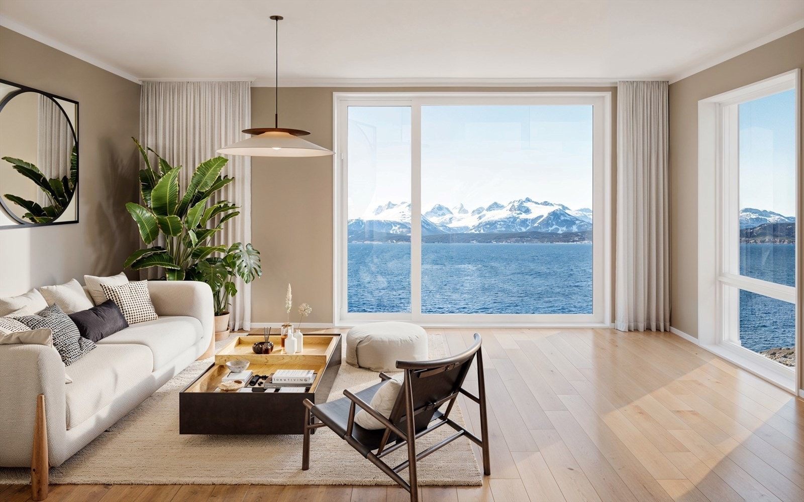 Stue med flere møbleringsmuligheter og fantastisk utsikt Galleribilde