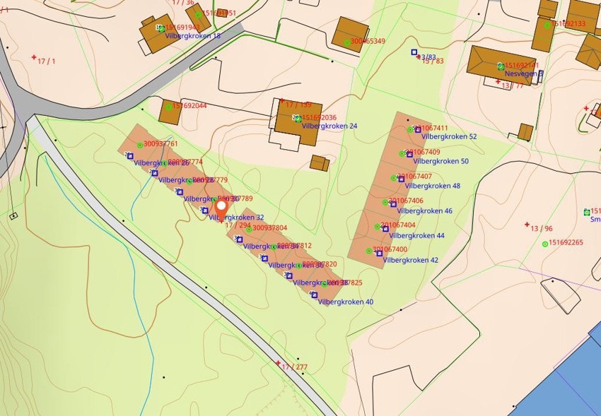 Kart med adresser. Galleribilde