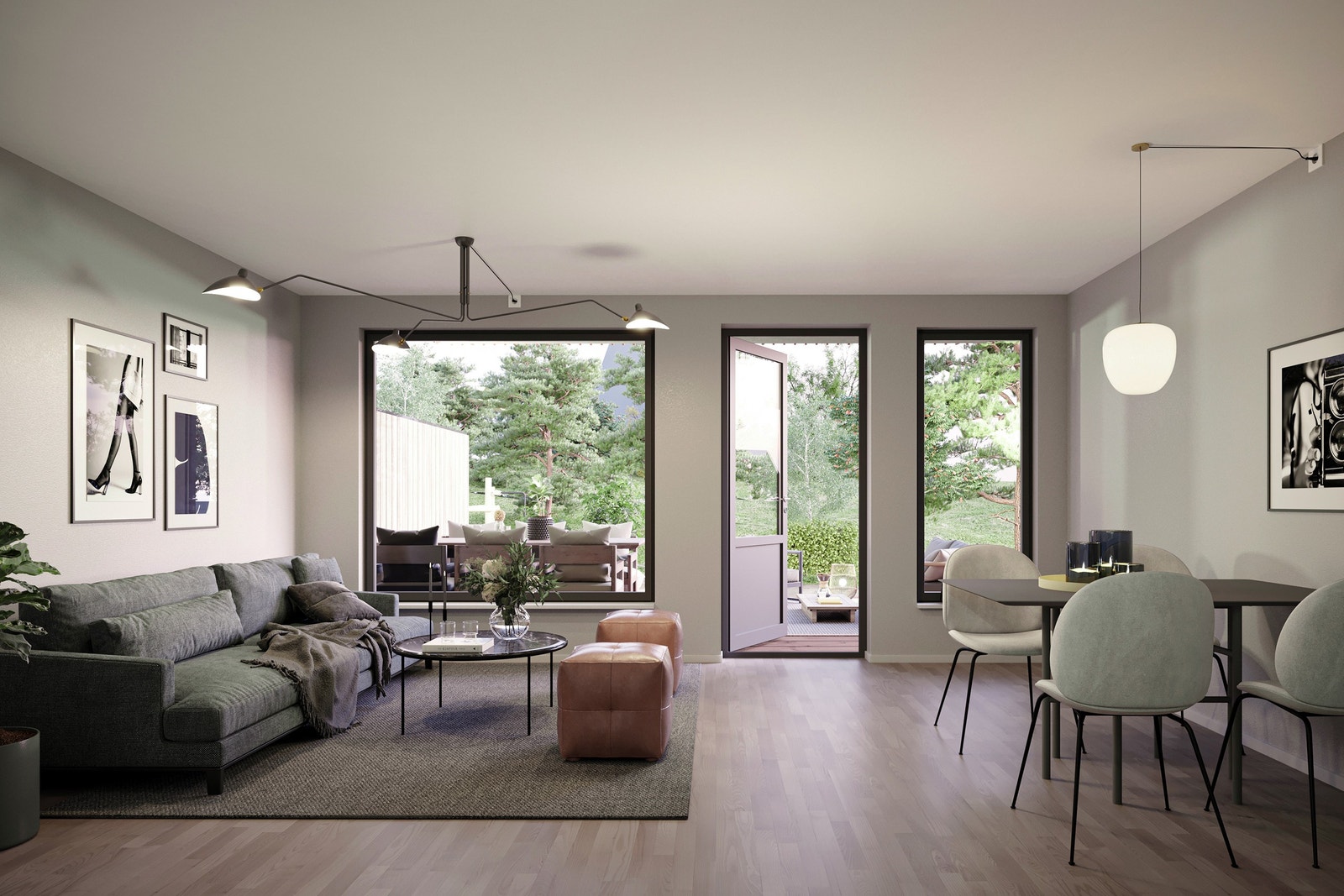 Moderne og romslig 3-roms med store vindusflater. Her illustrert A-0102 Galleribilde