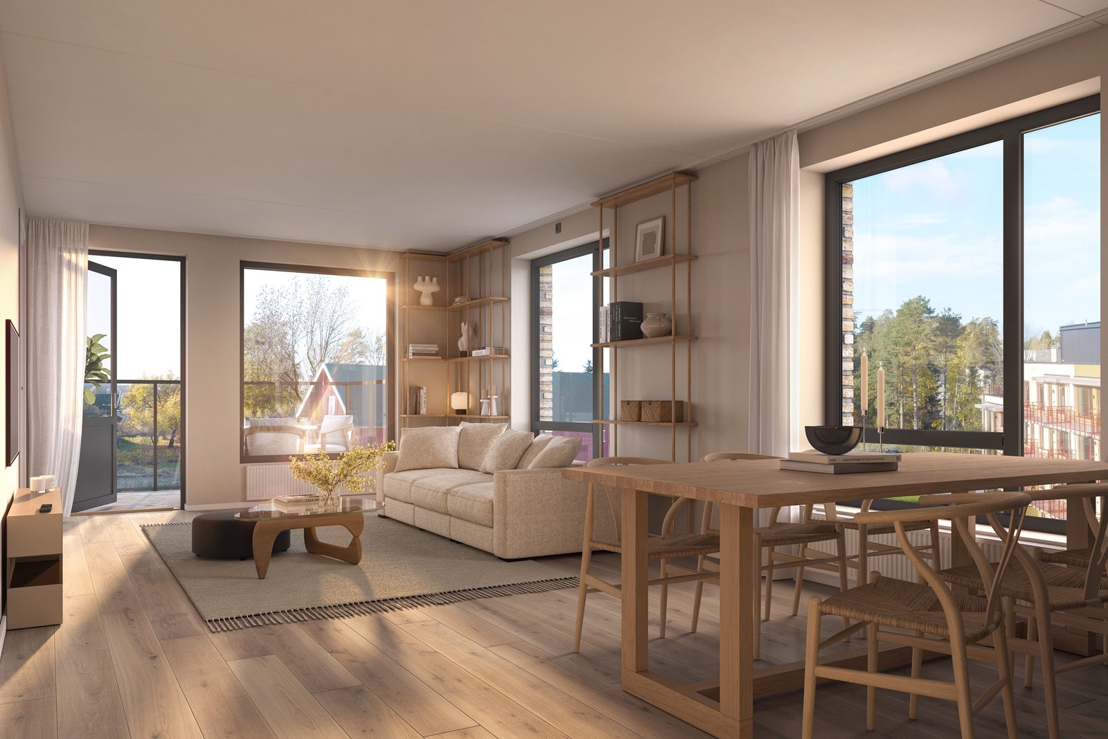 Nydelig 4-roms, hjørneleilighet. Her vist med oppgraderte gulv. Illustrasjon A-0504 Galleribilde