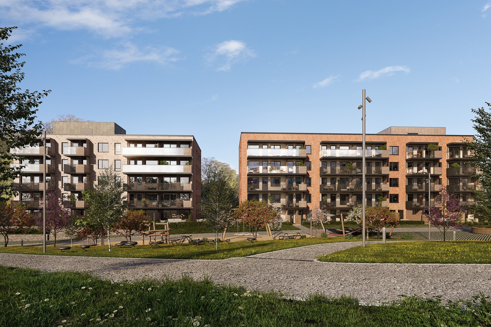 Fasadene til Tunet 2 og 3 sett fra vest Galleribilde