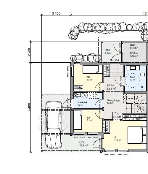Plantegning 1. etasje Galleribilde