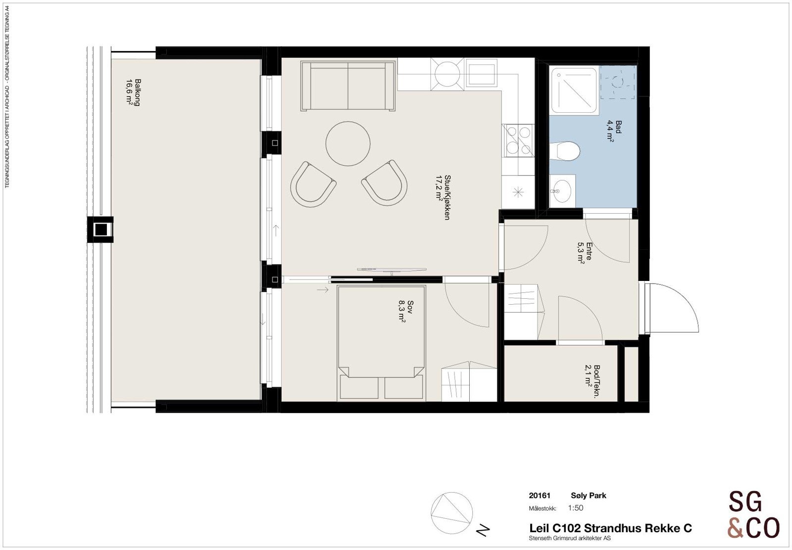 Plantegning Strandhus C102. Galleribilde