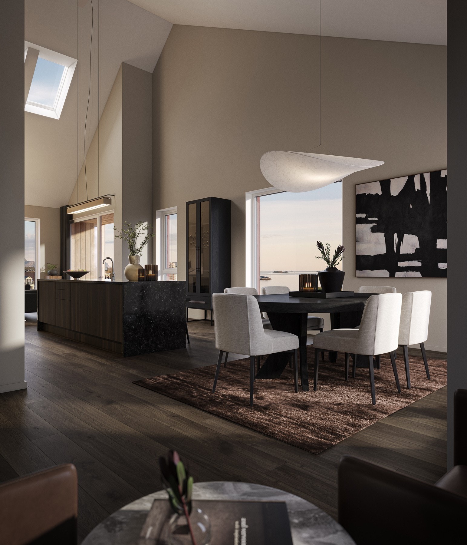 Stue med ekstra takhøyde. Toppleilighetene har svært god takhøyde Galleribilde