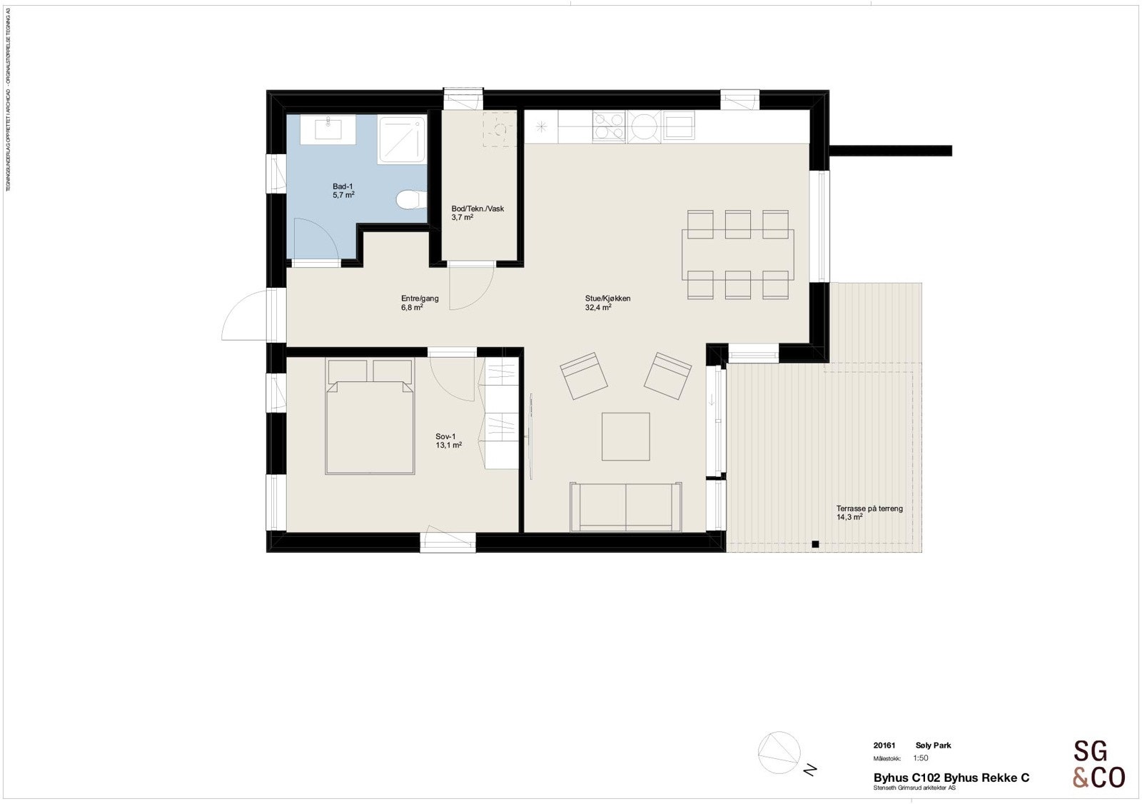 Plantegning Byhus C102. Galleribilde