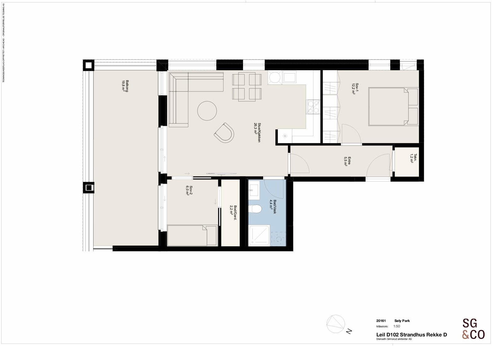 Plantegning Strandhus D102. Galleribilde