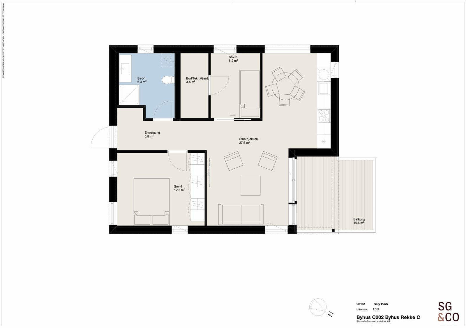 Plantegning Byhus C202. Galleribilde