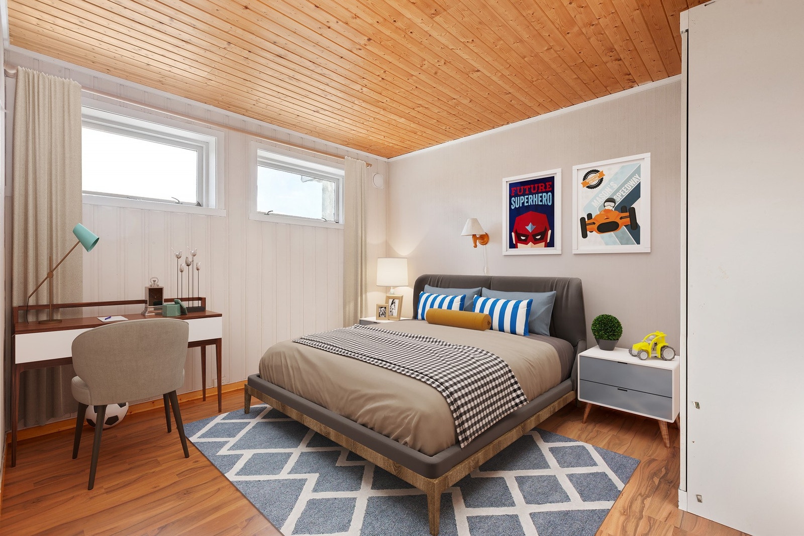 Soverom 4. Vinduene tilfredsstiller ikke gjeldende krav til rømningsvei. Galleribilde