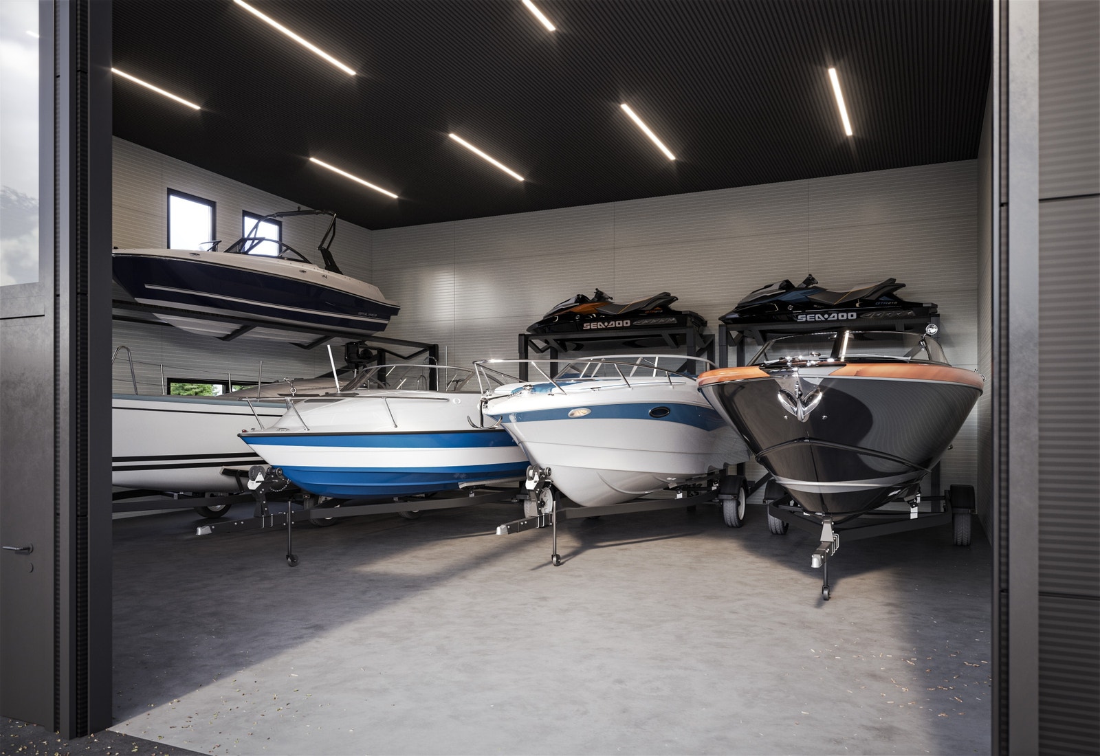 Dersom ønskelig kan eget sluk med oljeutskiller og belysning velges som tilvalg Galleribilde