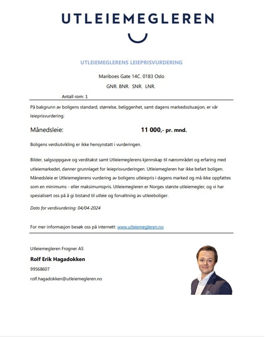 Utleievurdering av hybeldel. Galleribilde