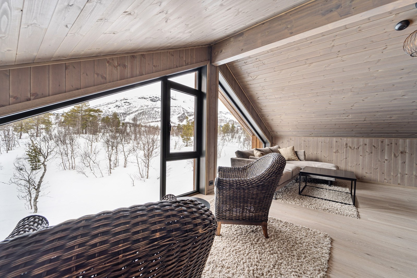 God utsikt mot skisenteret i loftstuen. Galleribilde